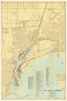 an old map of the city of los angeles harbor