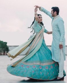 Shaadi Lehenga, भारतीय दुल्हन संबंधी, Couple Wedding Dress, Indian Wedding Inspiration, Bride And Groom Outfit, Anita Dongre, Blue Lehenga, Couple Dress, Unique Bride