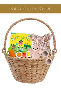 a basket filled with books and toys for children to sit in it is the title says,