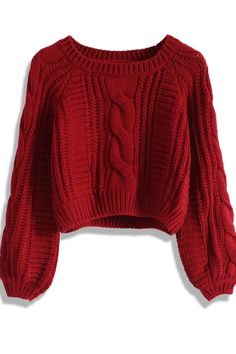 Wine Sweater, Red Cable Knit Sweater, Cropped Cable Knit Sweater, Raglan Sleeve Shirts, شال كروشيه, Chunky Cable Knit Sweater, Red Jumper, Cropped Pullover, Wine Shirts