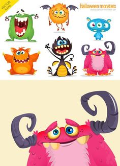 an image of cartoon monsters with different expressions