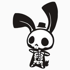 a skeleton rabbit with a top hat and tail