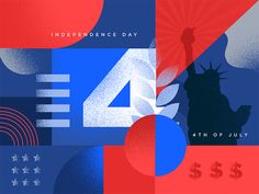 the fourth of july is an american independence day poster with red, white and blue colors