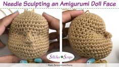 someone is crocheting an amigurmi doll face