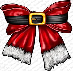 a red and white christmas bow with santa claus's hat on the bottom,