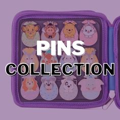 a purple case filled with lots of cartoon animals