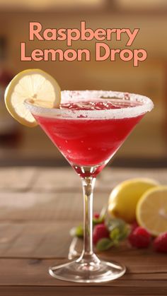 Raspberry Lemon Drop Red Party Drinks Alcohol, Lemon Martini Recipes, Christmas Lemon Drop, Easy Cocktails Recipes, Drinks With Raspberry Liquor, Raspberry Lemon Cocktail, Lemon Raspberry Martini, Raspberry Lemondrop Martini Recipe