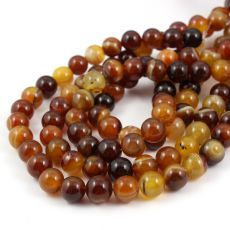 multicolored agate bead necklace on white background