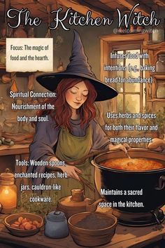 What Is A Kitchen Witch, How To Be A Kitchen Witch, Cooking Witchcraft, Witch Kitchen Aesthetic, Witchy Kitchen Ideas, Kitchen Witch Aesthetic, Yule Food, Witchy Recipes