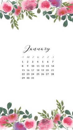 a calendar with watercolor flowers on it