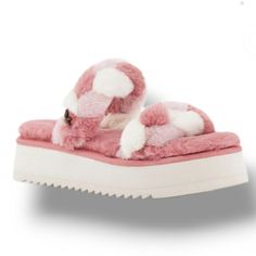 New Cozy Slides Size 9 Doubling Down On Comfort With A Duo Of Plush, Braided Straps, The Ya-Baby Slide Elevates The Everyday With A Chunky, 1 ½” Platform. Grounded In A Soft, Faux Fur Topsole And Splashed With Color-Blocked Hues, This Sumptuous Slide Affords Indoor/Outdoor Versatility With A Durable Eva Outsole. Double Strap Slide Braided Faux Fur Upper 1.5" Platform Height Faux Fur Cover Topsole Koolakomfort Foam Insole Fluffy Sandals, Baby Slide, Faux Fur Sandals, White Slides Sandals, Ugg Scuffette, Leopard Slippers, Pom Pom Slippers, Chestnut Uggs, Ugg Tasman Slippers