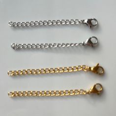 Extender Chain  with  Clasp Silver and Gold extender FEATURES -High Quality -WATERPROOF -Tarnish Free -Nickel  and Lead Free -Handmade in our workshop in US MATERIAL                ** 18K gold and Silver plated over Stainless Steel Lenght  1 inches  2 inches Bracelet Extender, Necklace Extender, Chain Extenders, Jewellery Making, Jump Rings, Gold And Silver, Silver Plate, Silver Plated, 18k Gold