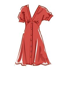 a drawing of a red dress on a white background