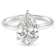 a pear shaped diamond ring on a white background with the center stone in the middle