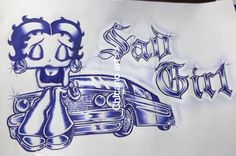 a drawing of a car with the word evil queen on it's front and side