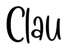 the word cla written in cursive writing with black ink on a white background