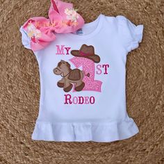 It’s my first Rodeo Birthday Personalized Shirt Fitted Letter Print Tops For Birthday, Fun Fitted T-shirt For Birthday, Fitted Top With Name Print For Birthday, Fun Fitted Birthday Tops, Fun Fitted Top For Birthday, Fitted Fun Style Top For Birthday, Fitted Cotton Shirt For Birthday, Casual Fitted Top For First Birthday, Fitted Short Sleeve Tops For Birthday