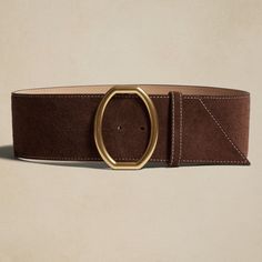 A Signature Showcase, This Luxurious Belt Is Crafted From Sturdy, Supple Suede Cut In A Wide With And Finished With Decorative Top-Stitching And Our Signature Demi-Lune Buckle In Brushed, Golden Brass. Leather Working Group: By Purchasing This Product, You Are Supporting Responsible Leather Manufacturing Through The Leather Working Group. Fall Thrift, Plain White Sneakers, Leather Corset Belt, Collage Elements, Gold Belts, Suede Belt, Fashion Collage, Cufflink Set, Link Earrings