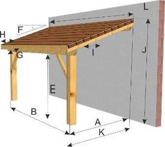 an image of a wooden structure with measurements