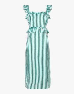 Emerald Stripe Serena Dress Casual Sundresses, Serena Dress, Abigail Dress, Sun Dress Casual, Summer Dresses 2023, Outfitters Clothes, Pink City, Peplum Skirt, Urban Outfitters Clothes