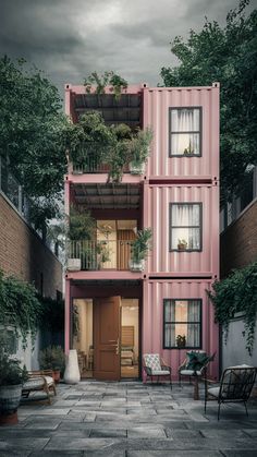 Sustainable Container House Living Shipping Container Townhouse, Inside Container Homes, Container Buildings Ideas, Storage Container Homes Plans, Container Accommodation, Container Apartments, Shipping Container Homes Australia, Shipping Container House Design, Container Studio