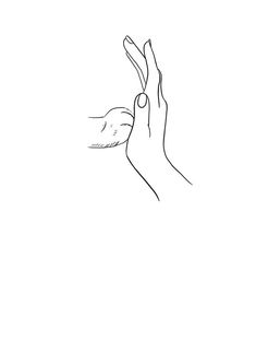 a drawing of a hand holding something in it's left hand with the other hand