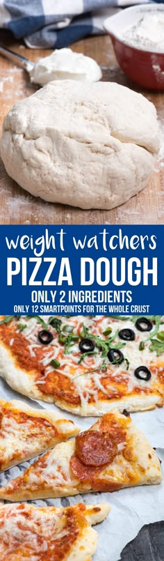 the cover of weight watchers'pizza dough only 2 ingredients, only 5 portions for the whole crust