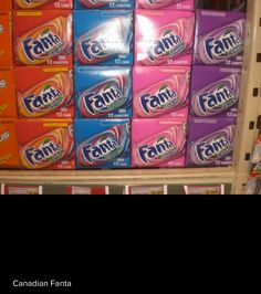 several boxes of fanta toilet paper stacked on top of each other