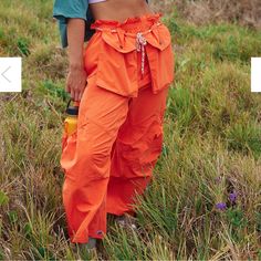 New With Tags . These Pants Look Better Than The Photos. True To Size But Run Baggy. I Have Small And Medium. Summer Orange Pants, Pant Trousers Women, Colorblock Pants, Sporty Pants, Textured Leggings, Orange Pants, Wrap Pants, Harem Pants Women, Cropped Joggers