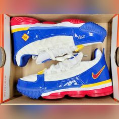 Nike Lebron 16 Low Sb Superman Sz 5.5 Men New In Replacement Box Nike Vapormax Men, Nfl Shoes, Lebron 16, Navy Football, Mens Football Cleats, Spike Shoes, Nike Vapormax, Nike Pegasus, Mens Athletic Shoes