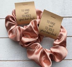 To Have and To Hold Your Hair Back bridal shower favors are the perfect addition to any bridal shower party! Each scrunchie tag is customized with the bride-to-be's name for a personalized touch! What bride wouldn't love that?! Please leave the NAME of the bride in the comment section upon checkout and don't forget to check the spelling! Let us know the date of the party too so we can confirm there's enough time to ship! Tag options include kraft paper (shown) or white (not shown). Please let us Personalized Party Favors, Bridal Shower Party, Bridal Shower Favors, Shower Favors, Gift Giving, Wedding Favours, Wedding Shower, Scrunchies, Wedding Favors