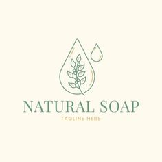 the logo for natural soap is shown in green and white colors, with leaves on it