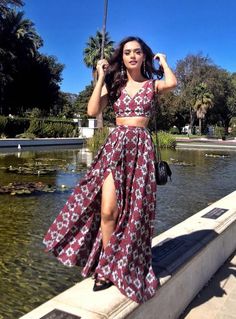 Trending: Crop Tops With Thigh-High Slit Skirts! वेस्टर्न ड्रेस, Manushi Chhillar, डिजाइनर कपड़े, Western Dresses For Women, Mehendi Outfits, Indian Outfits Lehenga, Casual Indian Fashion, Indian Dresses Traditional, Traditional Indian Outfits