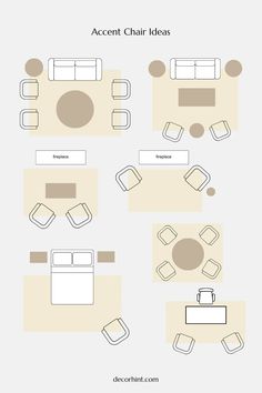 a living room with couches, chairs and tables on it's floor plan