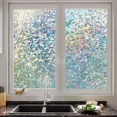 WINDOW DECORATION: Let's decorate your Windows with rainbow-style window film, which must make your home and furniture fresh NEW, and stylish!!! Size: 35.4" H x 78.7" W | Orren Ellis Window Decal in Gray | 35.4 H x 78.7 W in | Wayfair | Home Decor Traditional Curtains, Rainbow Window, Window Stained, Window In Shower, Window Tint Film, Decorative Window Film, Privacy Film, Window Film Privacy, Window Films