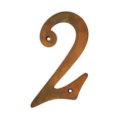 the number 2 is made out of metal and has two holes on each one side