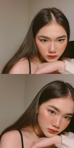 ᴘɪɴᴛᴇʀᴇsᴛ: ﹫ᴍʀsᴍᴀʀsᴜ Red Lip Stain Makeup Look, Brows And Lips Makeup, Asian Blush Makeup, Korean Red Lip Makeup, Korean Red Makeup, Korean Blush Makeup, Natural Makeup With Red Lips, Red Blush Makeup, Korean Brows