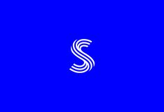 the letter s is made up of wavy lines on a dark blue background with white letters