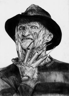 a drawing of an old man wearing a hat and holding a knife in his hand