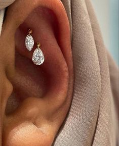 Pear Diamond Earrings, Ethereal Jewelry, Pretty Ear Piercings, Maria Tash, Art Jewelry Contemporary