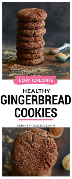 the recipe for healthy gingerbread cookies is shown in three different pictures, with text overlay