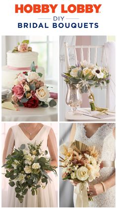 wedding bouquets and bridal bouquets are featured in this postcard for hobby lobby