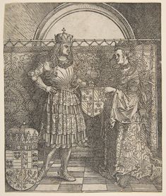 a drawing of a man and woman standing next to each other in front of a mirror