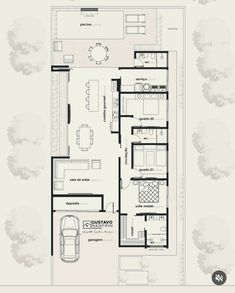 a floor plan for a house with two car spaces and an attached living room area