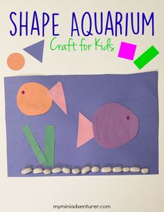 a paper plate with some fish on it and the words shape aquarium craft for kids