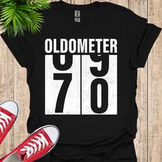 Oldometer 70 T-Shirt, Comfort Colors Shirt, Unisex Funny 70 AF, Mens 70th Birthday Shirt, Born in 1954, Gift, Vintage T Shirt, Humor Tee - Made with 100% ring-spun cotton, a lightweight fabric (4.5 oz/yd² (153 g/m this unisex t-shirt feels like a bliss to wear all year round. - Classic fit with a crew neckline delivers a clean, versatile style that can match any occasion. - All shirts feature a pearlized, tear-away label for total wearing comfort. - Made using ethically grown and harvested US co 70th Birthday Shirt, Vintage T Shirts, Comfort Colors Shirt, 70th Birthday, Birthday Shirt, Funny Tees, Birthday Shirts, Vintage Tshirts, Comfort Colors