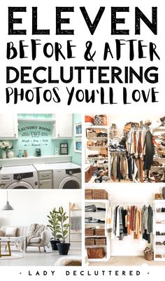 the cover of eleven before and after decluttering photos you'll love