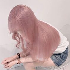 Light Pink Hair With Blonde, Soft Pink Hair Dye, Bleach Pink Hair, Light Pink Hair Aesthetic, Pastel Pink Hair Aesthetic, Strawberry Blonde Pink, Light Pink Blonde Hair, Light Pink Hair Highlights