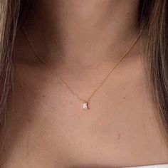 Add a touch of understated elegance with our Dainty Baguette Cut Pendant Necklace, featuring a delicate chain adorned with a single baguette-cut stone. This minimalist design exudes sophistication and charm, perfect for everyday wear or special occasions. Elevate your look with this versatile and timeless necklace, ideal for adding a subtle sparkle to your ensemble. Made with 100% recycled Sterling Silver base with a thick layer of high quality 14k gold plating ensuring lasting quality.  This pr Glamorous Jewelry, June Birthstone Jewelry, Delicate Chain, Pearl Jewellery Earrings, Jewelry Ring Box, Men's Jewelry Rings, Chic Jewelry, Pendant Gold, Baguette Cut