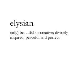 the words elysiann are written in black and white, on a white background